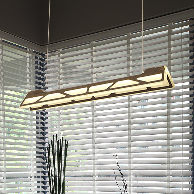 Luz de techo colgante acrílico LED acrílico LED lineal en blanco/marrón, 31.5 "de ancho