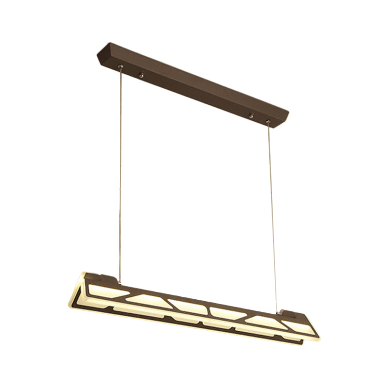 Luz de techo colgante acrílico LED acrílico LED lineal en blanco/marrón, 31.5 "de ancho