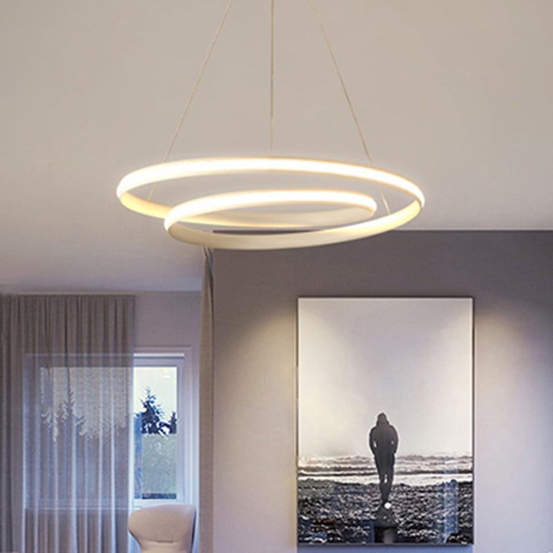 23"/31.5" Wide LED Dining Room Chandelier Light with Whirl Acrylic Shade Black/White Ceiling Pendant in Warm/White Light