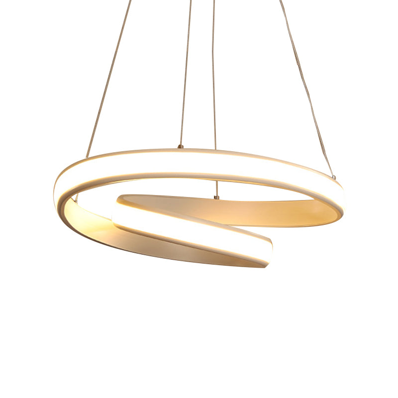 23"/31.5" Wide LED Dining Room Chandelier Light with Whirl Acrylic Shade Black/White Ceiling Pendant in Warm/White Light