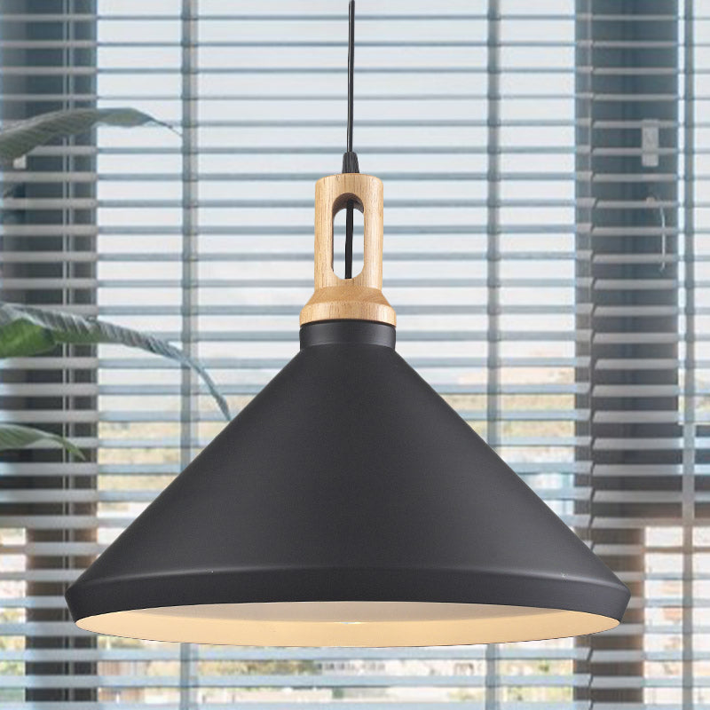 Cone/Drum Shade Aluminum Hanging Ceiling Light Modern Style 1 Light Dining Room Pendant Lighting in Black/White