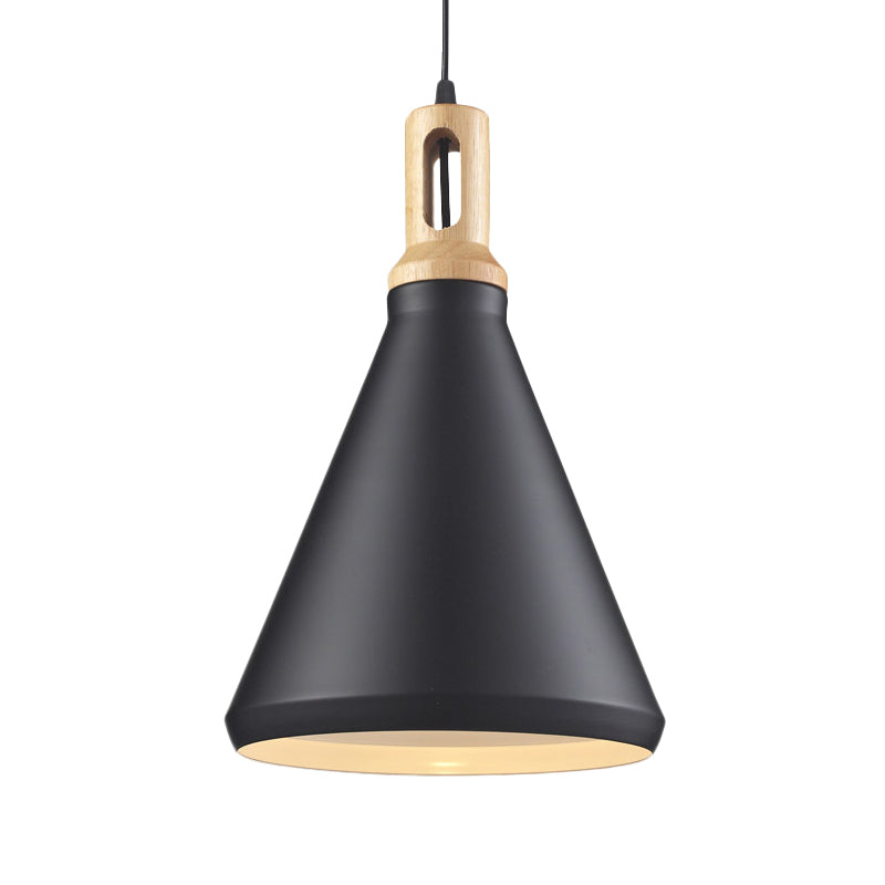 Cone/Drum Shade Aluminum Hanging Ceiling Light Modern Style 1 Light Dining Room Pendant Lighting in Black/White