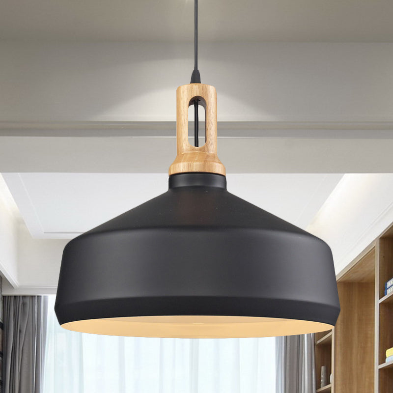 Cone/Drum Shade Aluminum Hanging Ceiling Light Modern Style 1 Light Dining Room Pendant Lighting in Black/White