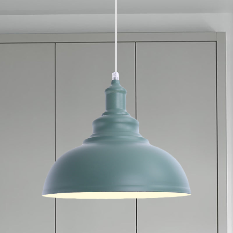 1 Bulb Bowl Hanging Fixture Industrial Stylish Pink/Yellow Metal Pendant Lamp for Living Room