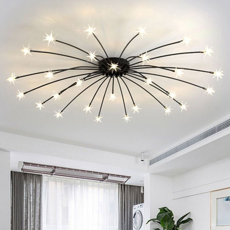 Modern Simple Star Shape Ceiling Light with Glass Shade for Living Room