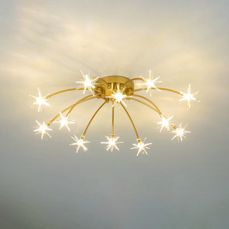 Modern Simple Star Shape Ceiling Light with Glass Shade for Living Room