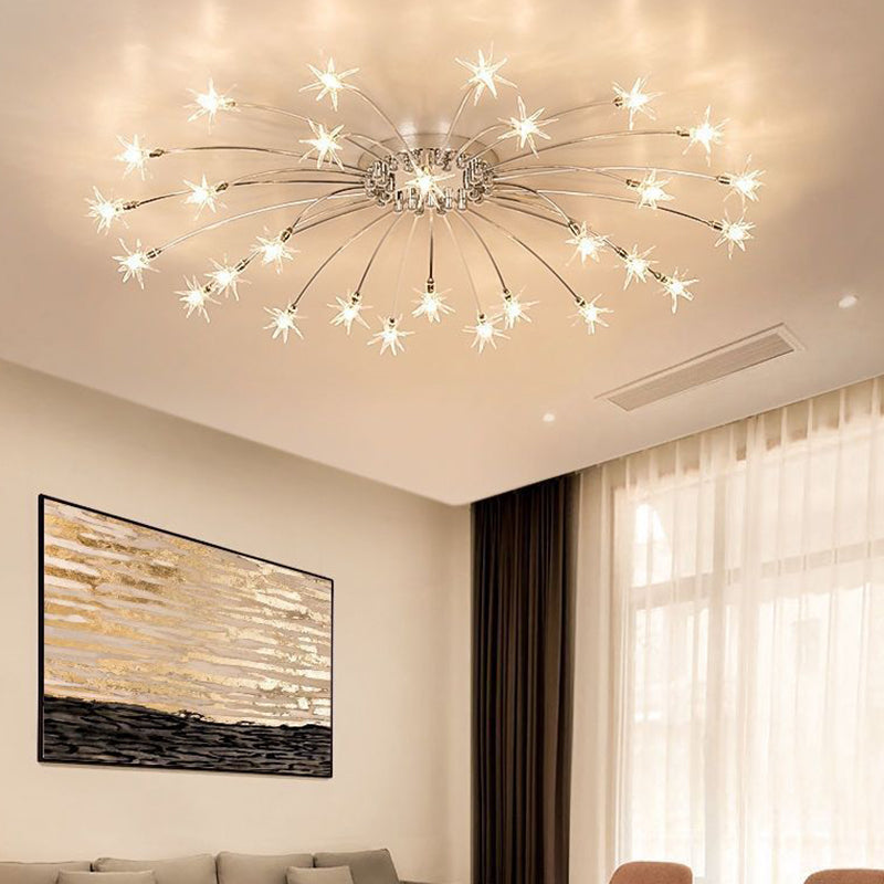 Modern Simple Star Shape Ceiling Light with Glass Shade for Living Room
