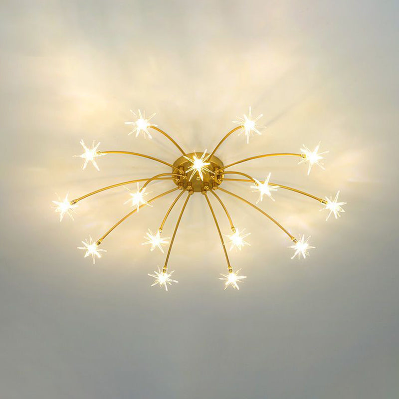 Modern Simple Star Shape Ceiling Light with Glass Shade for Living Room