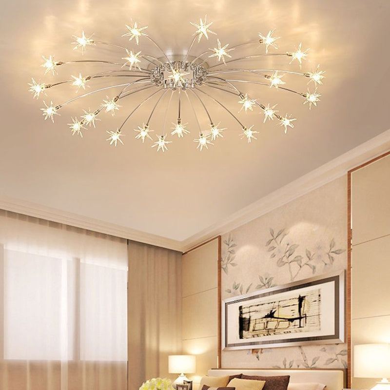 Modern Simple Star Shape Ceiling Light with Glass Shade for Living Room