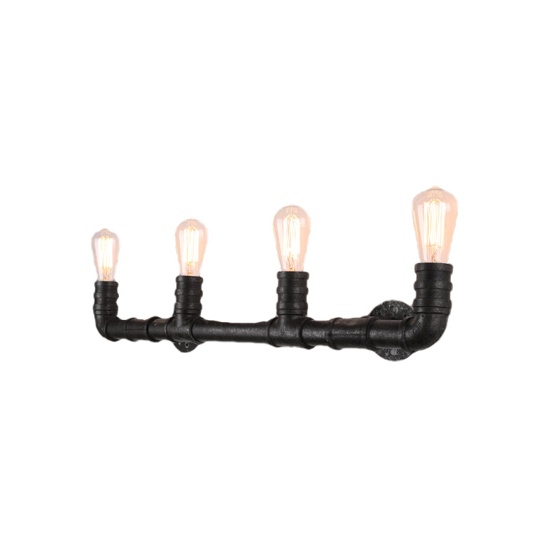 4 Bulbs Linear Wall Mount Light with Pipe Design Industrial Style Black/Bronze Wall Sconce for Kitchen
