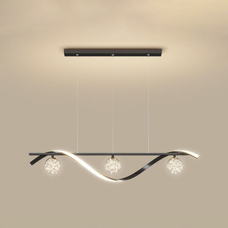 Strip Shape Island Lamp LED Island Hanging Lamp with Glass Shade for Bedroom