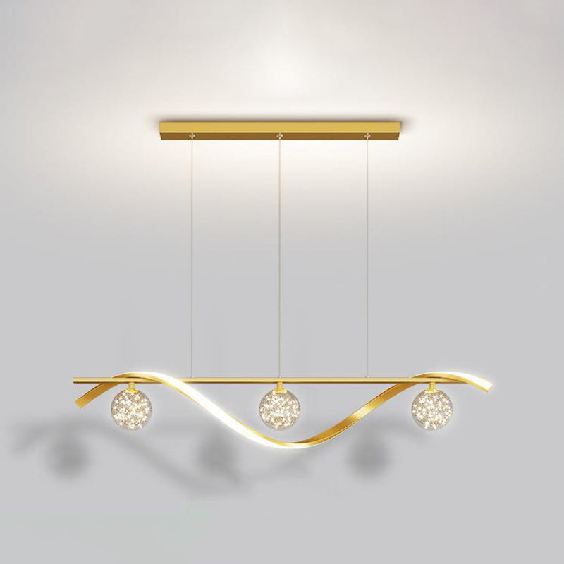 Strip Shape Island Lamp LED Island Hanging Lamp with Glass Shade for Bedroom