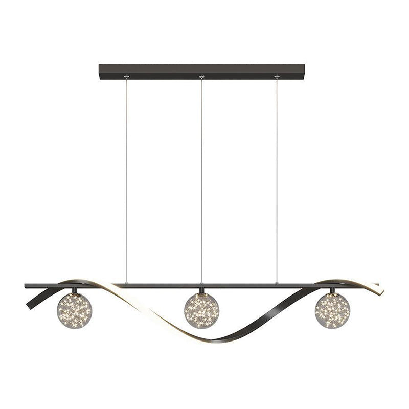 Strip Shape Island Lamp LED Island Hanging Lamp with Glass Shade for Bedroom