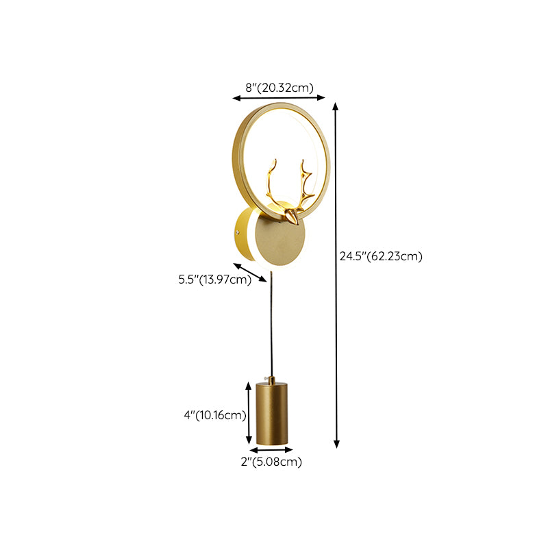 Modern LED Metal Wall Sconce Circle Shape Wall Light with Acrylic Shade for Bedroom