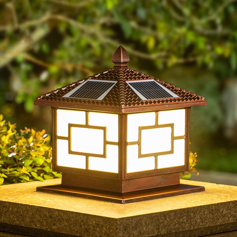 Modern LED Solar Lighting Fixture with Acrylic Shade for Backyard