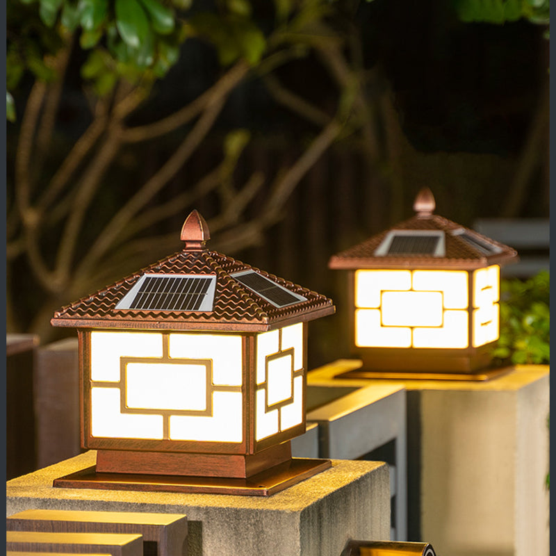 Modern LED Solar Lighting Fixture with Acrylic Shade for Backyard