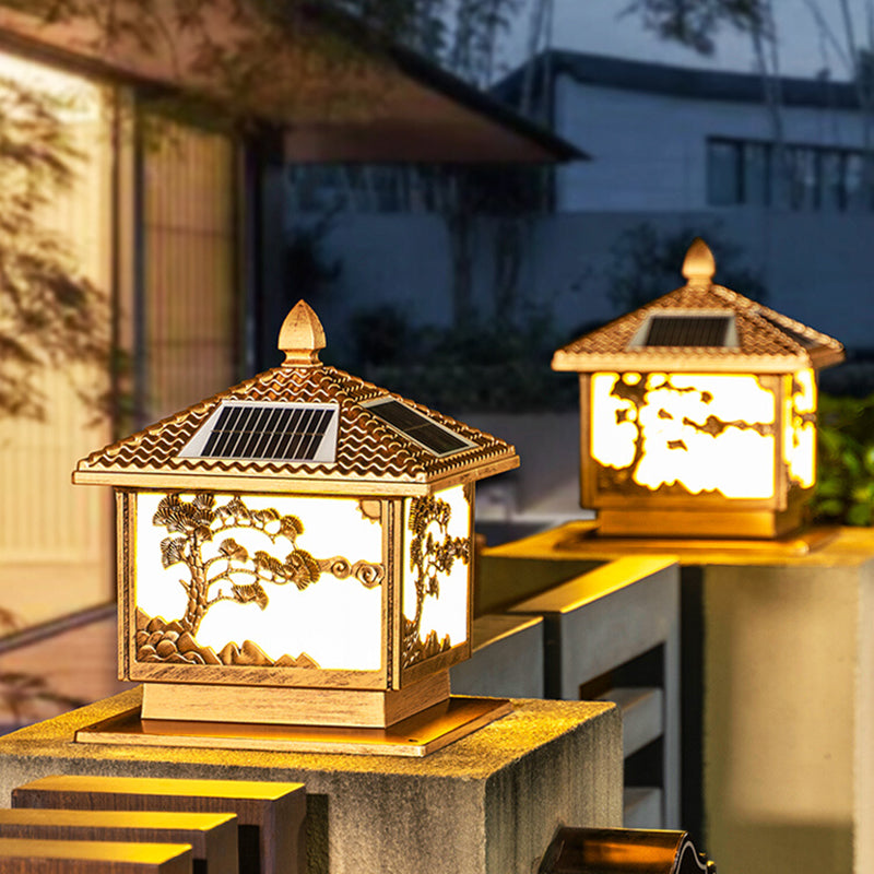 Minimalist LED Solar Lighting Fixture with Acrylic Shade for Backyard