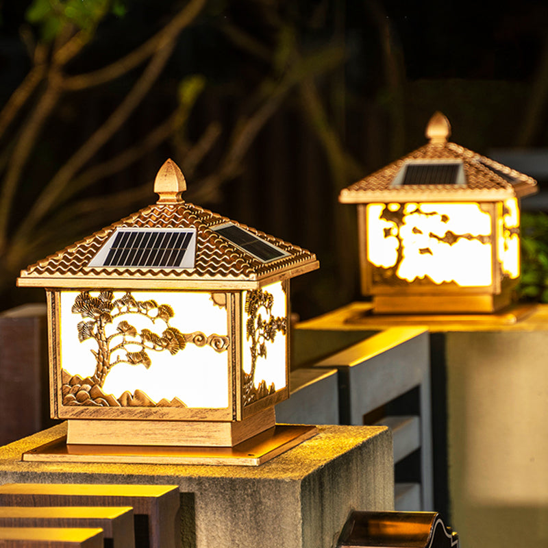 Minimalist LED Solar Lighting Fixture with Acrylic Shade for Backyard