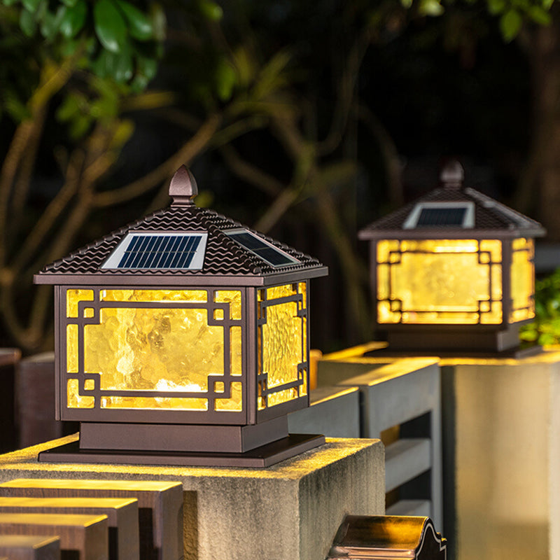 Minimalist LED Solar Lighting Fixture with Glass Shade for Garden