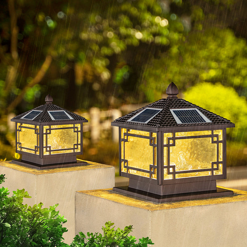 Minimalist LED Solar Lighting Fixture with Glass Shade for Garden