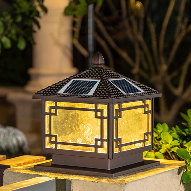 Minimalist LED Solar Lighting Fixture with Glass Shade for Garden