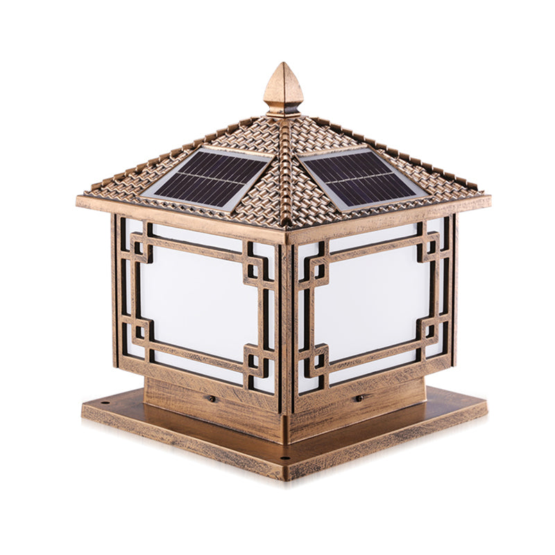 Metal LED Solar Lighting Fixture with Acrylic Shade for Garden