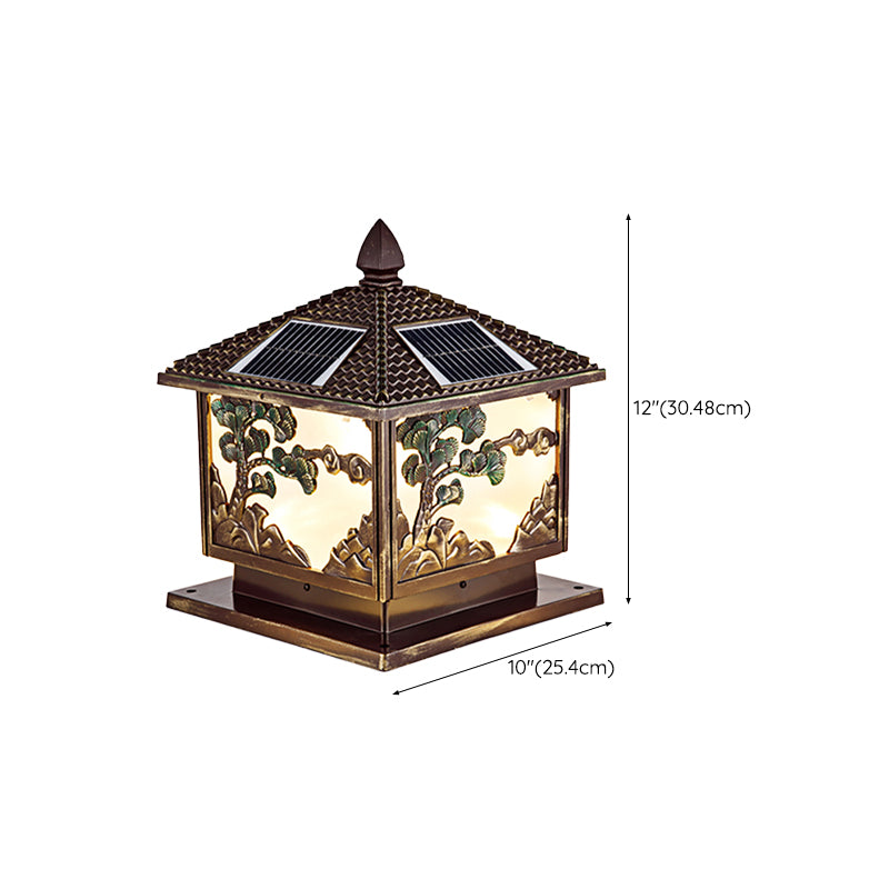 Metal LED Solar Lighting Fixture with Acrylic Shade for Garden