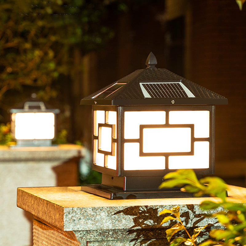 Modern Minimalist LED Solar Lighting Fixture with Acrylic Shade for Garden
