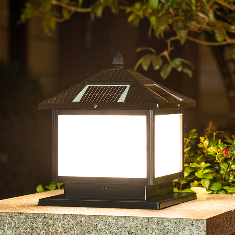 Modern Minimalist LED Solar Lighting Fixture with Acrylic Shade for Garden