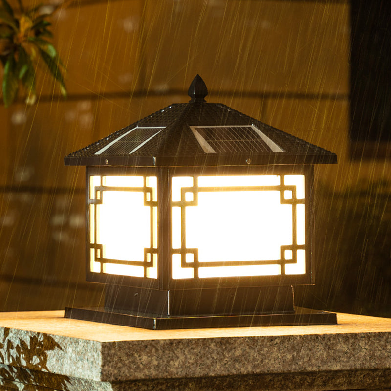 Modern Minimalist LED Solar Lighting Fixture with Acrylic Shade for Garden