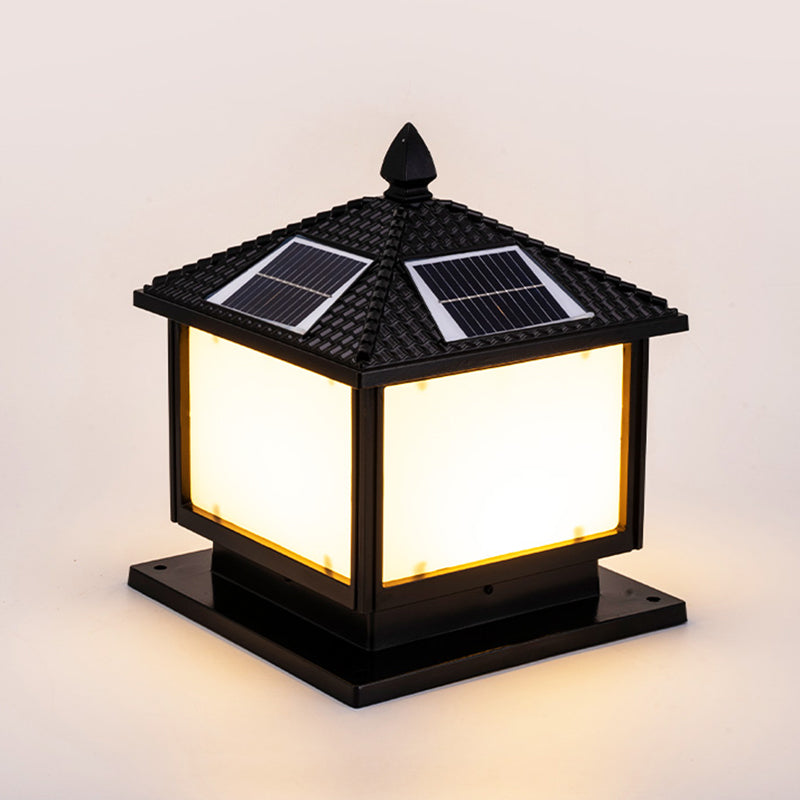 Modern Minimalist LED Solar Lighting Fixture with Acrylic Shade for Garden