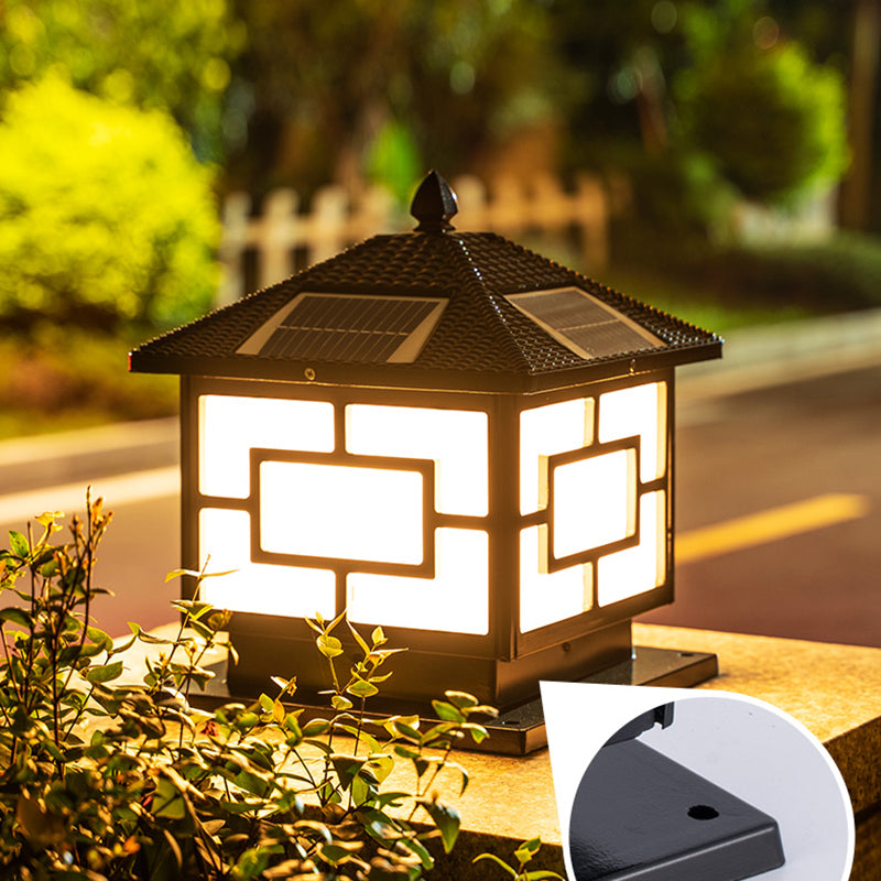 Modern Minimalist LED Solar Lighting Fixture with Acrylic Shade for Garden