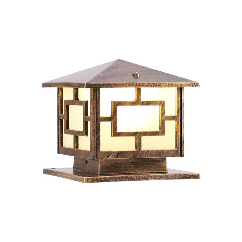 Contemporary Square Shape Pillar Light with Metal for Courtyard