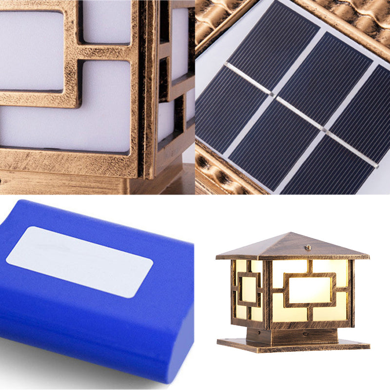 Contemporary Square Shape Pillar Light with Metal for Courtyard