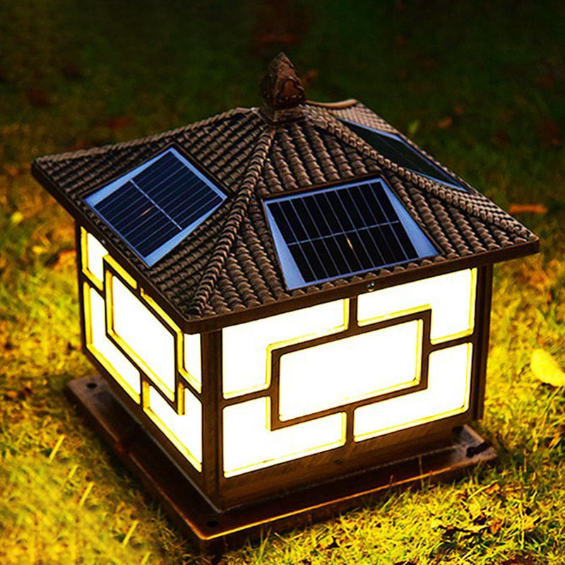 Contemporary Square Shape Pillar Light with Metal for Courtyard