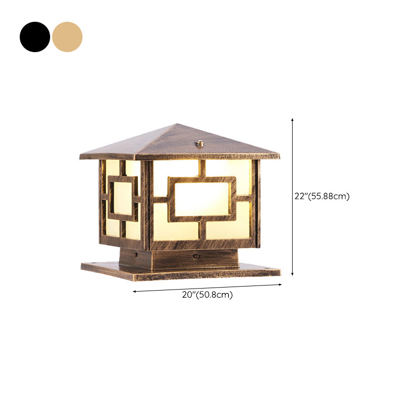 Contemporary Square Shape Pillar Light with Metal for Courtyard