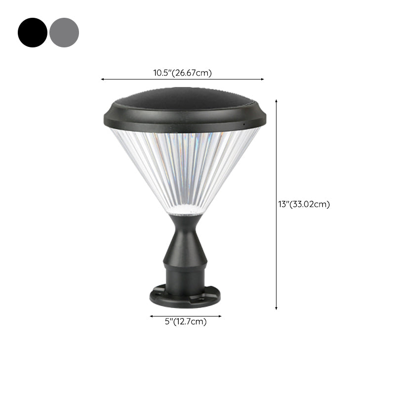 Contemporary Pillar Light with Cone Shaped Shade for Courtyard