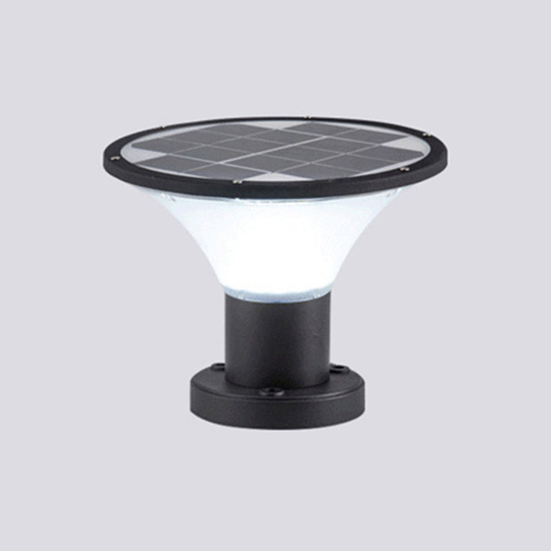 Contemporary Geometry Shape Solar Energy Pillar Lamp with Plastic Shade for Outdoor