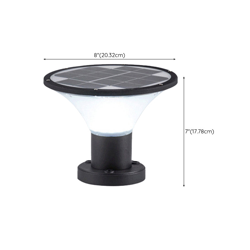 Contemporary Geometry Shape Solar Energy Pillar Lamp with Plastic Shade for Outdoor