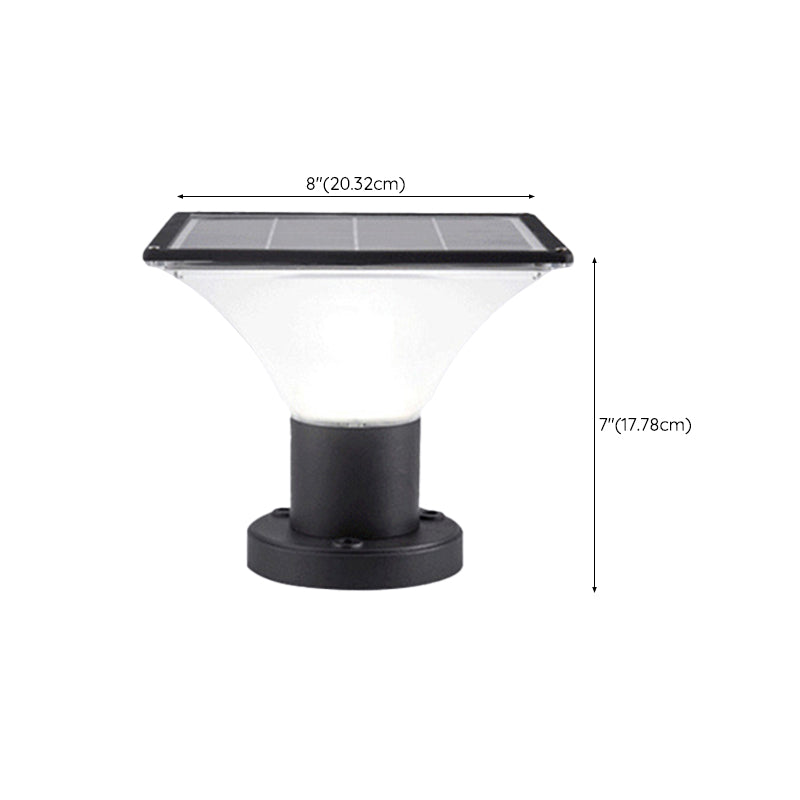 Contemporary Geometry Shape Solar Energy Pillar Lamp with Plastic Shade for Outdoor