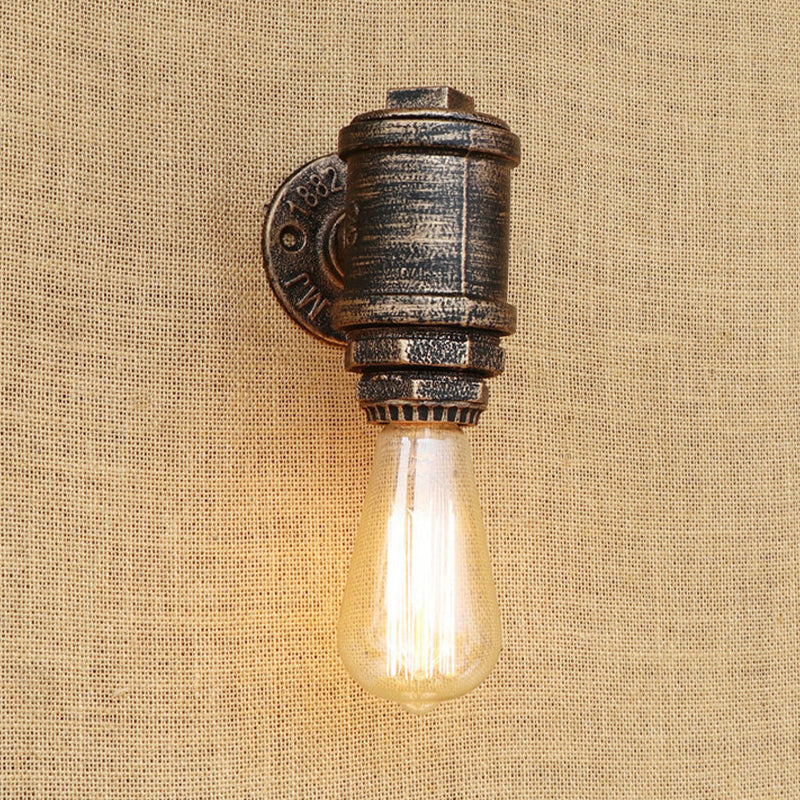 Verouderde messing pijp wandlamp vintage industrieel smeedijzeren 1 licht binnenwandverlichting