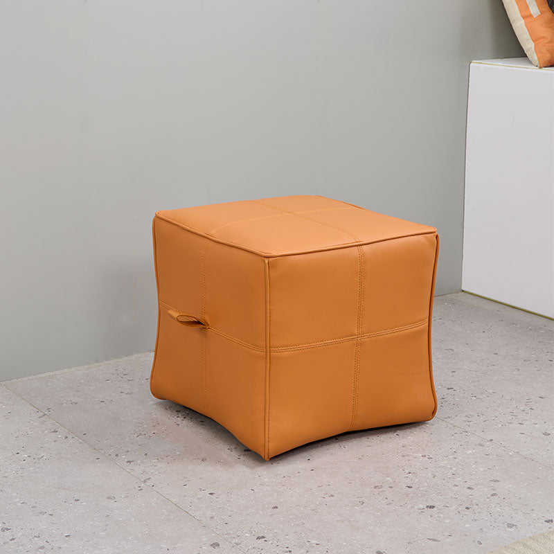 Contemporary Square Cube Leather Upholstered Cube for Living Room