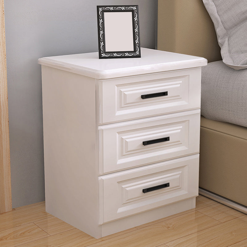 Scandinavian Drawers Included Accent Table Nightstand in White Wood