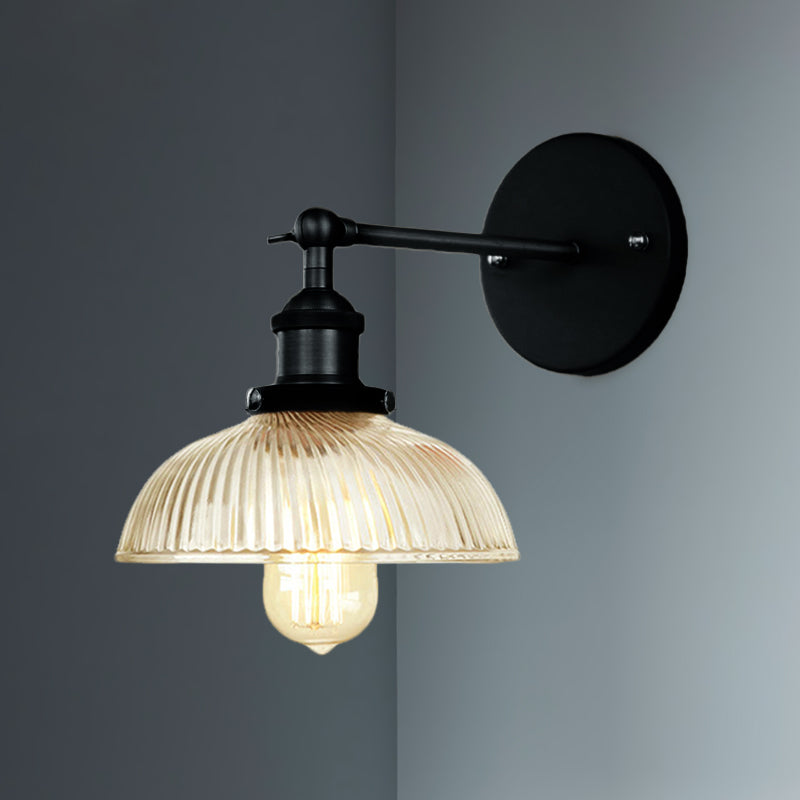 Rustikale Stilkuppel Wandbeleuchtung 1 Glühbirne Prismatische Glasleuchte in Schwarz/Messing/verwittertem Kupfer