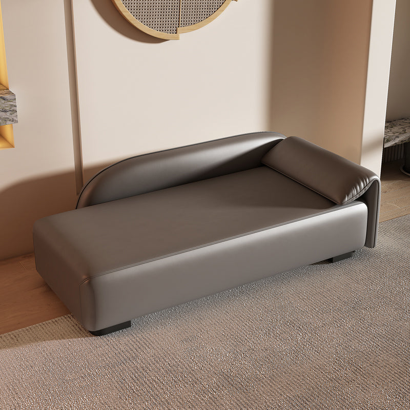Scandinavian Upholstered Solid Color Genuine Leather One Armed Chaise
