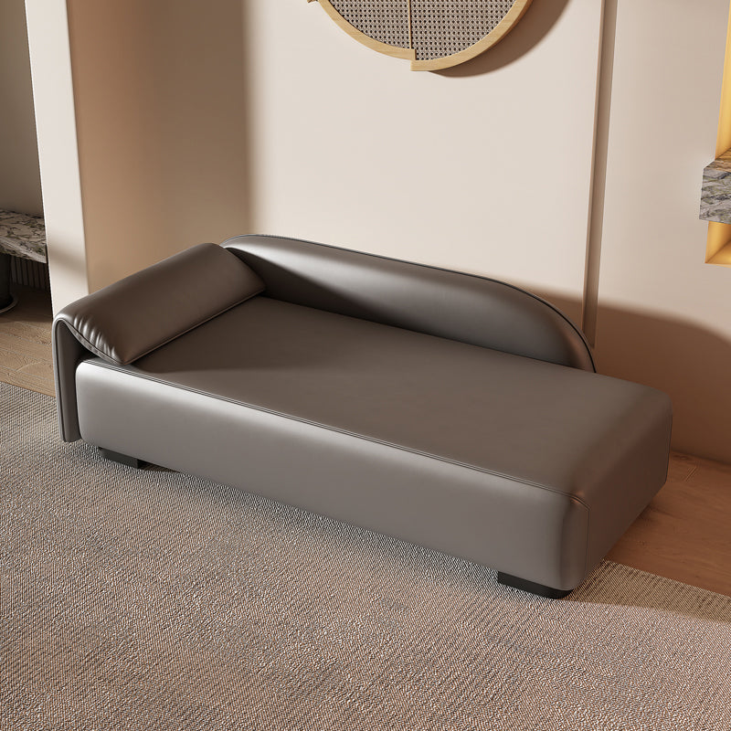 Scandinavian Upholstered Solid Color Genuine Leather One Armed Chaise