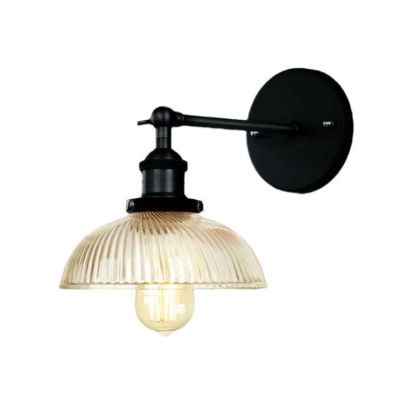 Rustikale Stilkuppel Wandbeleuchtung 1 Glühbirne Prismatische Glasleuchte in Schwarz/Messing/verwittertem Kupfer