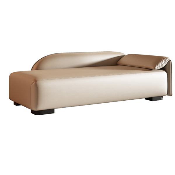 Scandinavian Upholstered Solid Color Genuine Leather One Armed Chaise