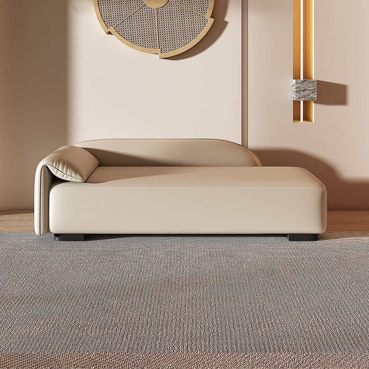 Scandinavian Upholstered Solid Color Genuine Leather One Armed Chaise