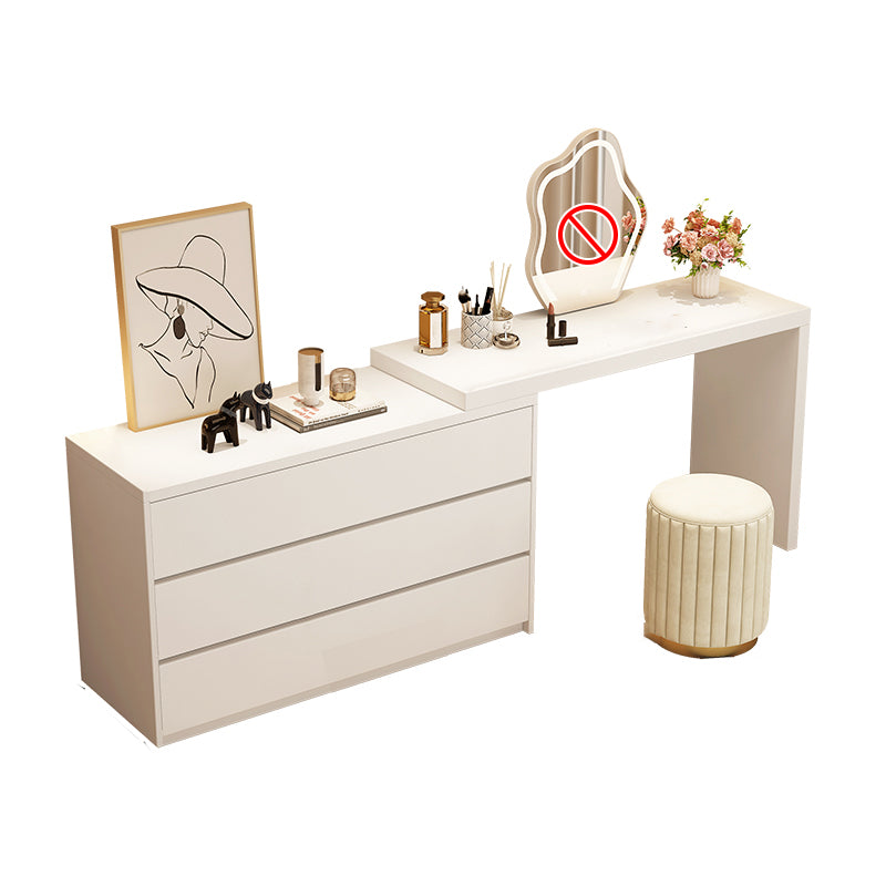Bedroom Simple Make-up Vanity and Stool in White with Drawers